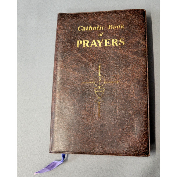 Vintage Catholic Book Of Prayers Book Large Print Illustrated 1982 Brown - Picture 1 of 14